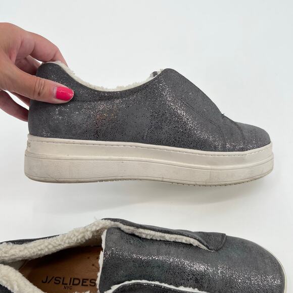 J/Slides Women's Nada Lifestyle Faux Fur Gray Slip On comfort Shoes size 8.5 - Picture 3 of 10